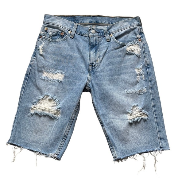 Levi’s 511 Men’s Slim Cut Off Denim Shorts Size 30 Distressed Light Wash Cotton - Picture 3 of 11